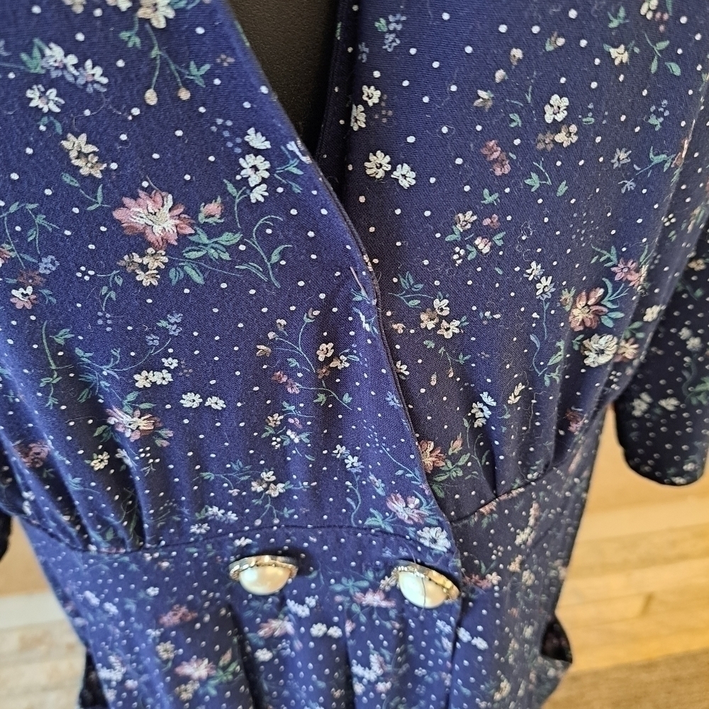 Vintage Ronni Nicole Women's Size 18 Prairie Peasant Floral Midi Dress Fit Flare - Picture 9 of 13